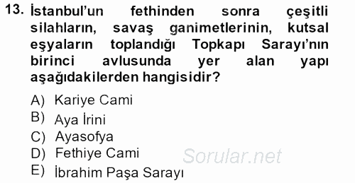 Müzecilik ve Sergileme 2012 - 2013 Ara Sınavı 13.Soru