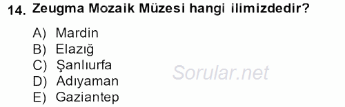 Müzecilik ve Sergileme 2012 - 2013 Ara Sınavı 14.Soru