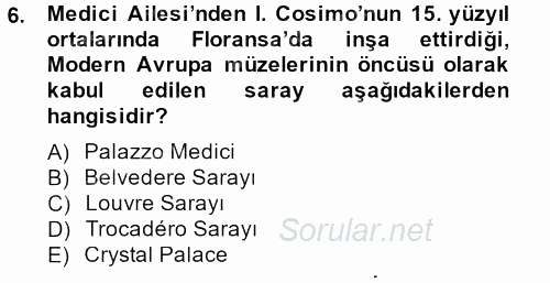 Müzecilik ve Sergileme 2012 - 2013 Ara Sınavı 6.Soru