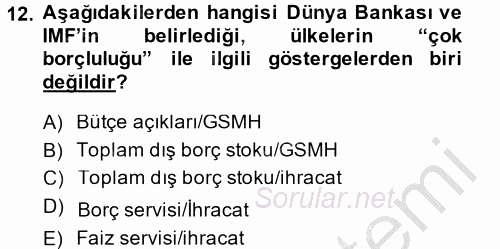 Devlet Borçları 2014 - 2015 Dönem Sonu Sınavı 12.Soru