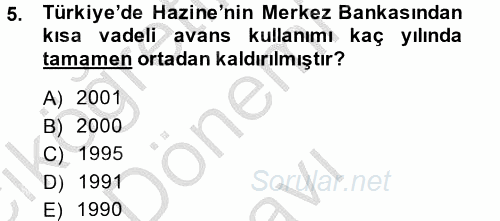 Devlet Borçları 2014 - 2015 Dönem Sonu Sınavı 5.Soru
