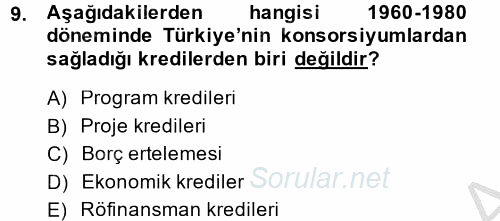 Devlet Borçları 2014 - 2015 Dönem Sonu Sınavı 9.Soru