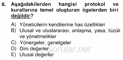 İş Ortamında Protokol Ve Davranış Kuralları 2012 - 2013 Ara Sınavı 8.Soru