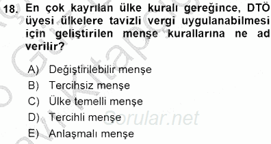 Gümrük Mevzuatı 2015 - 2016 Ara Sınavı 18.Soru