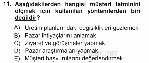 Perakendecilikte Müşteri İlişkileri Yönetimi 2013 - 2014 Tek Ders Sınavı 11.Soru