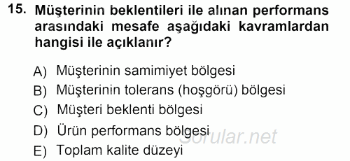 Perakendecilikte Müşteri İlişkileri Yönetimi 2013 - 2014 Tek Ders Sınavı 15.Soru