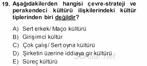 Perakendecilikte Müşteri İlişkileri Yönetimi 2013 - 2014 Tek Ders Sınavı 19.Soru