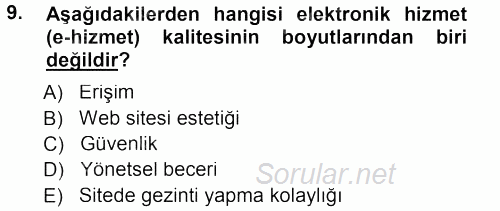 Perakendecilikte Müşteri İlişkileri Yönetimi 2013 - 2014 Tek Ders Sınavı 9.Soru