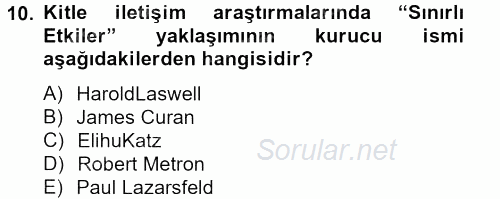 İnsan ve Toplum 2012 - 2013 Ara Sınavı 10.Soru