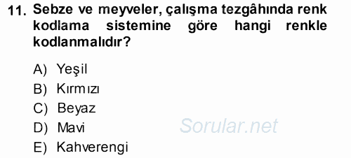 Yiyecek-İçecek Hizmetleri 2014 - 2015 Tek Ders Sınavı 11.Soru