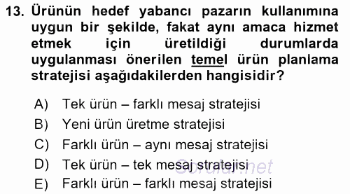 Uluslararası İşletmecilik 2017 - 2018 3 Ders Sınavı 13.Soru