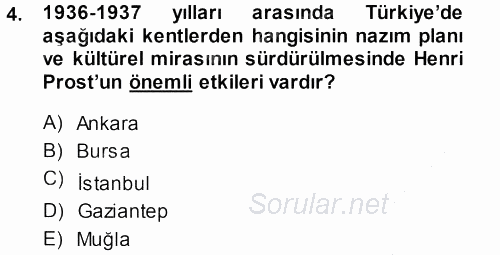 Kültürel Miras Mevzuatı 2014 - 2015 Dönem Sonu Sınavı 4.Soru