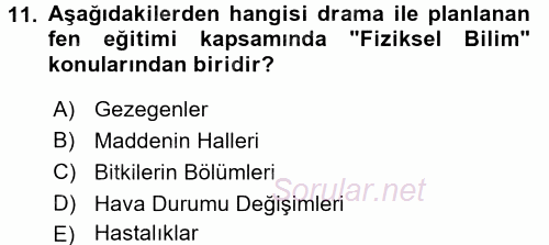 Çocuk Ve Drama 2017 - 2018 3 Ders Sınavı 11.Soru