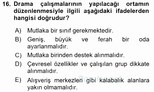 Çocuk Ve Drama 2017 - 2018 3 Ders Sınavı 16.Soru