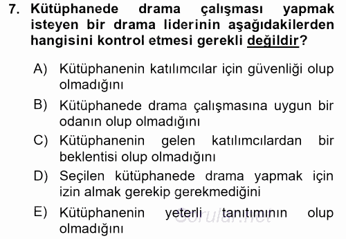 Çocuk Ve Drama 2017 - 2018 3 Ders Sınavı 7.Soru