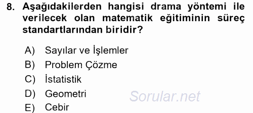 Çocuk Ve Drama 2017 - 2018 3 Ders Sınavı 8.Soru