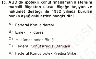 Emlak Finans ve Emlak Değerleme 2014 - 2015 Ara Sınavı 10.Soru