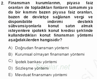 Emlak Finans ve Emlak Değerleme 2014 - 2015 Ara Sınavı 2.Soru