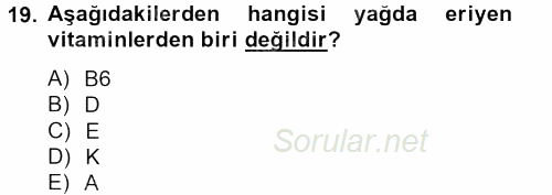 Gıda Bilimi ve Teknolojisi 2013 - 2014 Tek Ders Sınavı 19.Soru