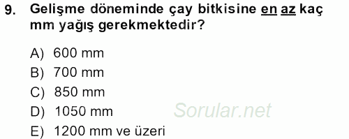 Gıda Bilimi ve Teknolojisi 2013 - 2014 Tek Ders Sınavı 9.Soru