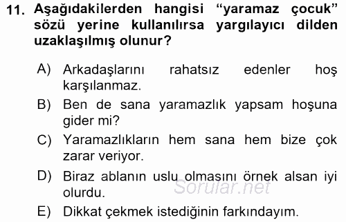 Sınıf Yönetimi 2015 - 2016 Ara Sınavı 11.Soru