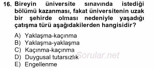 Davranış Bilimleri 2 2012 - 2013 Dönem Sonu Sınavı 16.Soru