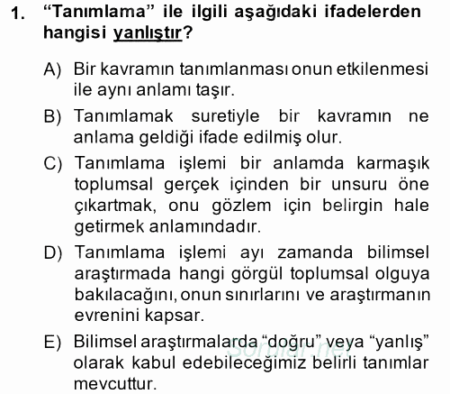 Uluslararası İlişkilerde Araştırma Yöntemleri 2013 - 2014 Ara Sınavı 1.Soru