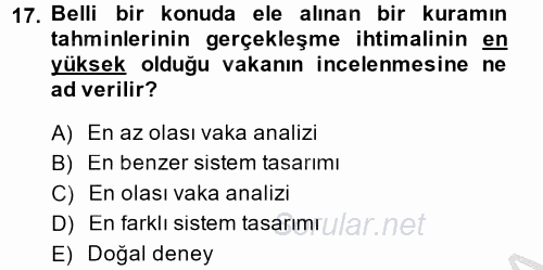 Uluslararası İlişkilerde Araştırma Yöntemleri 2013 - 2014 Ara Sınavı 17.Soru