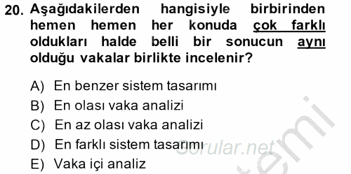 Uluslararası İlişkilerde Araştırma Yöntemleri 2013 - 2014 Ara Sınavı 20.Soru