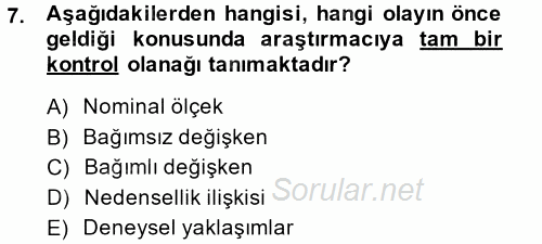 Uluslararası İlişkilerde Araştırma Yöntemleri 2013 - 2014 Ara Sınavı 7.Soru