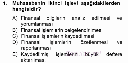 Ön Muhasebe Yazılımları Ve Kullanımı 2012 - 2013 Ara Sınavı 1.Soru