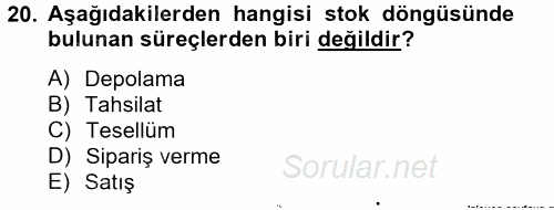 Ön Muhasebe Yazılımları Ve Kullanımı 2012 - 2013 Ara Sınavı 20.Soru