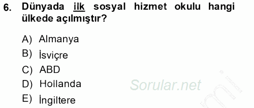 Sosyal Hizmete Giriş 2014 - 2015 Ara Sınavı 6.Soru