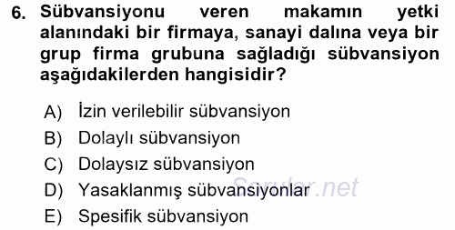 İthalat ve İhracat İşlemleri 2016 - 2017 Dönem Sonu Sınavı 6.Soru