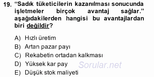 Destinasyon Yönetimi 2013 - 2014 Ara Sınavı 19.Soru