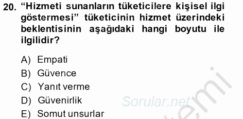 Destinasyon Yönetimi 2013 - 2014 Ara Sınavı 20.Soru