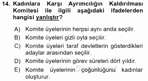 İnsan Hakları Ve Kamu Özgürlükleri 2017 - 2018 Ara Sınavı 14.Soru
