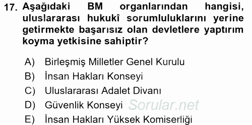 İnsan Hakları Ve Kamu Özgürlükleri 2017 - 2018 Ara Sınavı 17.Soru