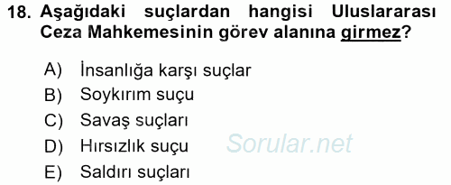 İnsan Hakları Ve Kamu Özgürlükleri 2017 - 2018 Ara Sınavı 18.Soru