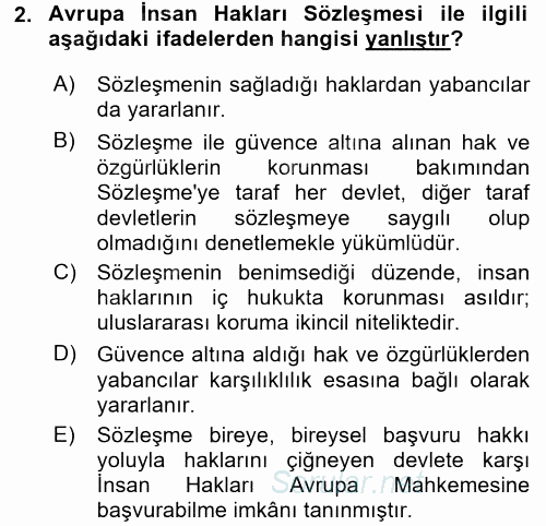 İnsan Hakları Ve Kamu Özgürlükleri 2017 - 2018 Ara Sınavı 2.Soru