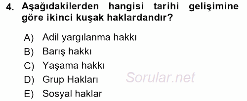 İnsan Hakları Ve Kamu Özgürlükleri 2017 - 2018 Ara Sınavı 4.Soru