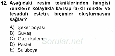 Görsel Sanatlar Eğitimi 2013 - 2014 Tek Ders Sınavı 12.Soru