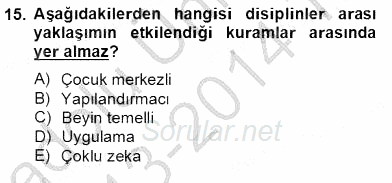 Görsel Sanatlar Eğitimi 2013 - 2014 Tek Ders Sınavı 15.Soru