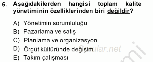 Destinasyon Yönetimi 2014 - 2015 Dönem Sonu Sınavı 6.Soru