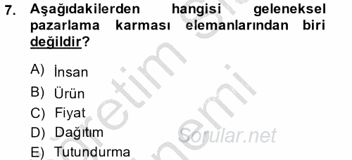 Destinasyon Yönetimi 2014 - 2015 Dönem Sonu Sınavı 7.Soru