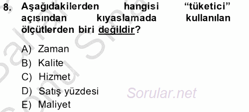 Destinasyon Yönetimi 2014 - 2015 Dönem Sonu Sınavı 8.Soru