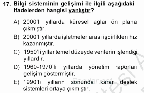 Elektronik Ticaret 2013 - 2014 Dönem Sonu Sınavı 17.Soru