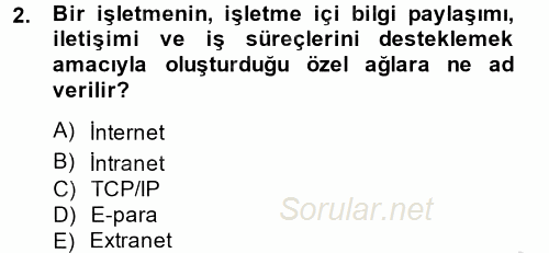 Elektronik Ticaret 2013 - 2014 Dönem Sonu Sınavı 2.Soru