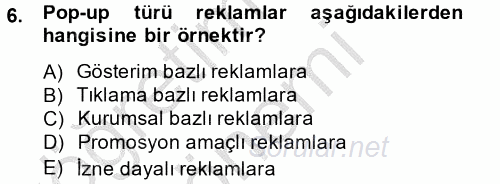 Elektronik Ticaret 2013 - 2014 Dönem Sonu Sınavı 6.Soru