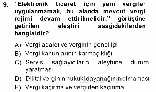 Elektronik Ticaret 2013 - 2014 Dönem Sonu Sınavı 9.Soru